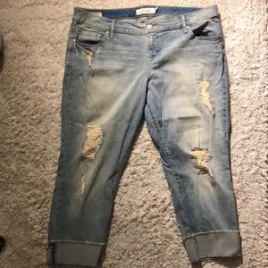 Torrid boyfriend style denim distressed jeans